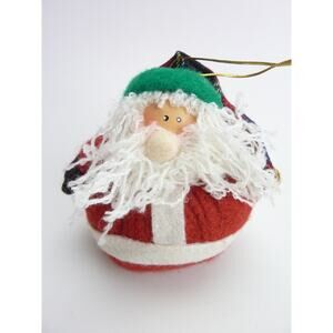 Vintage Rolly Polly Plush Santa Christmas Ornament Tree